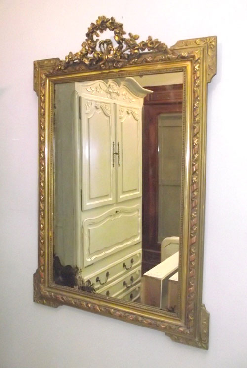 crested french antique mirror
